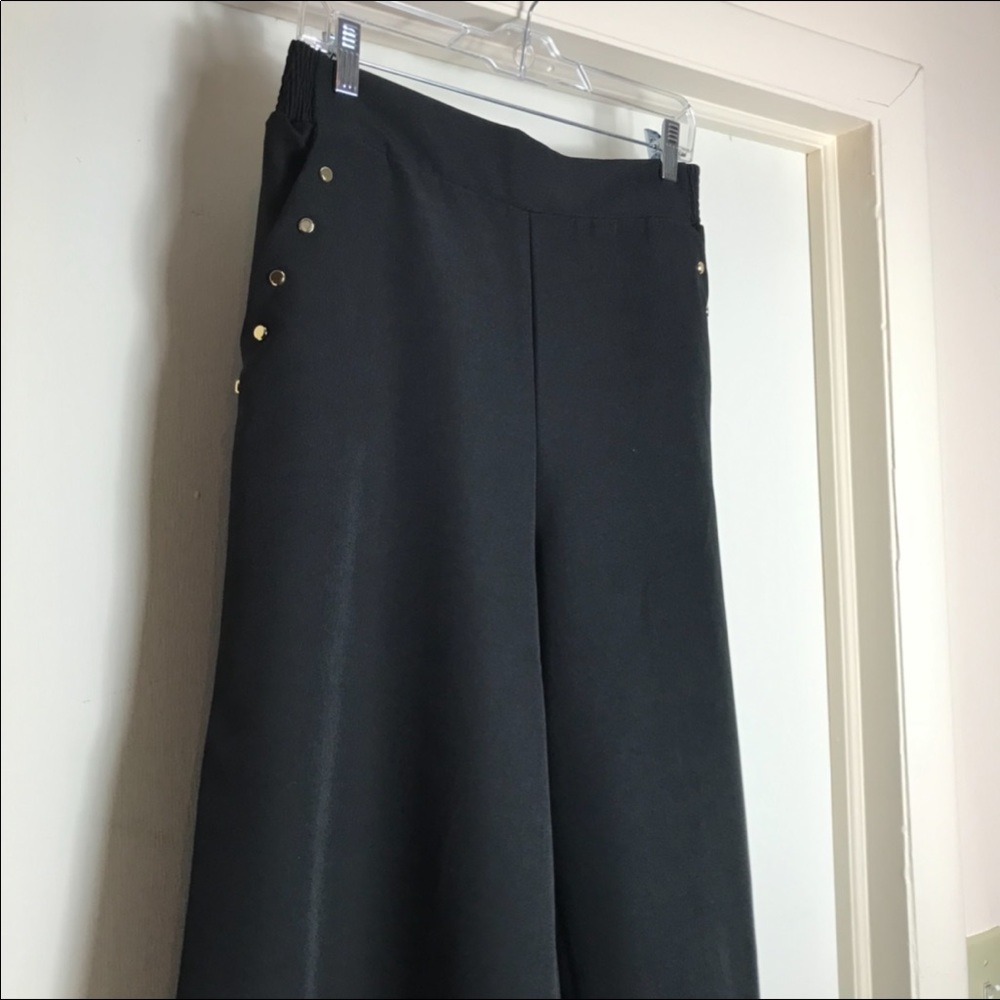 IMAN Black Cropped Wide Leg Trousers - Picture 7 of 8